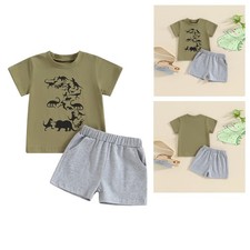 Baby Toddler Boys Short Sleeve T-Shirt Top  Shorts Summer Beach Casual Clothes