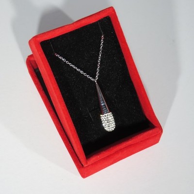 STUNNING SWAROVSKI CYPRESS TEARDROP PENDANT RHODIUM PLATED WHITE CRYSTAL