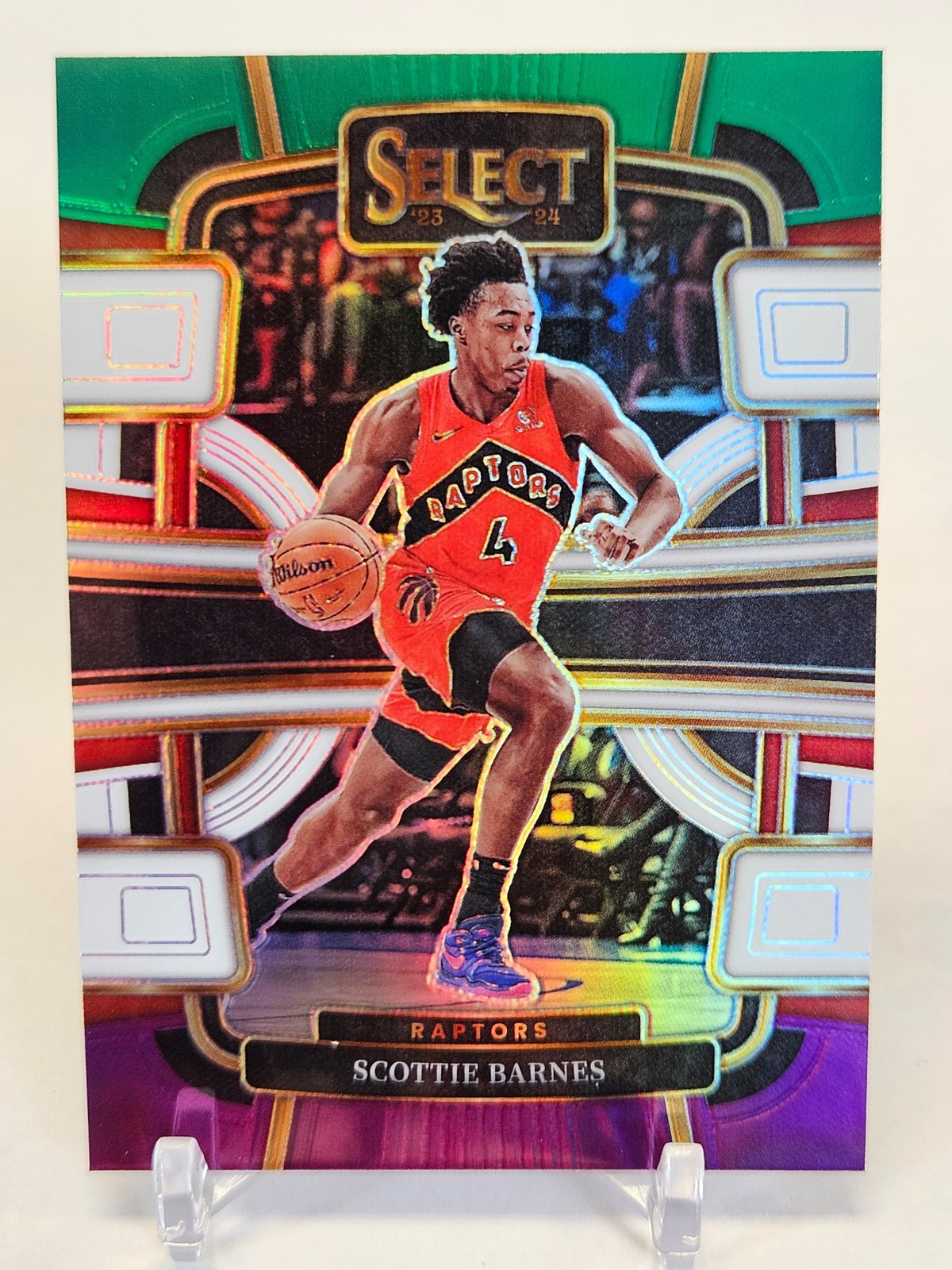 2023-24 Panini Select #54 Scottie Barnes Green White Purple Prizms