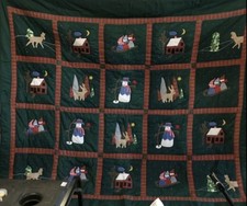 Vintage Winter/Christmas Theme Queen Size Quilt Set w/Throw, Sham, Original Bag