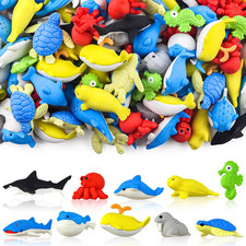 70Pcs Sea Animal Erasers for Kids Desk Pets 3D Take Apart Animal Pencil Erasers