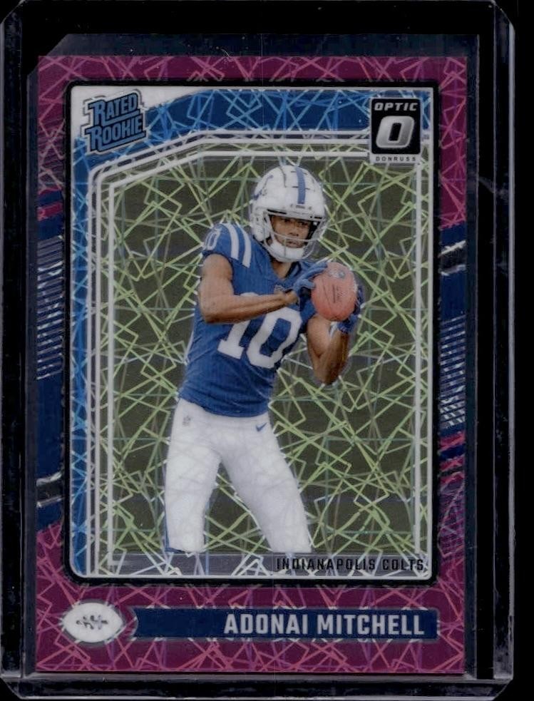 2024 Donruss Optic #203 Adonai Mitchell Pink Velocity #/80 RC