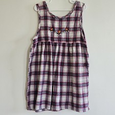 Vintage Carter's Fall Embroidered Plaid Cotton Jumper Dress, Size 6