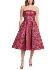 Rene Ruiz Strapless Brocade Tea-Length Fit & Flare Gown Women's