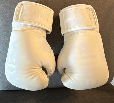 TITLE Boxing White 12 oz Sparring Gloves with Hook-and-Loop Wrist Straps