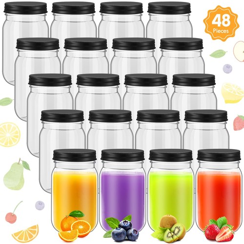 48 Pack 16 oz Clear Plastic Jars Reusable Storage Container Plastic Jars with... - Picture 2 of 7