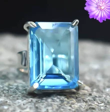 Swiss Blue Topaz Gemstone 925 Sterling Silver Handmade Jewelry Ring All Size