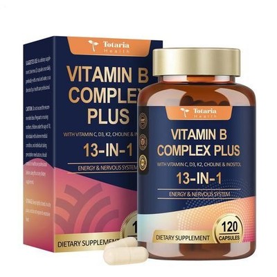 13-in-1-Vitamin-B-Komplex plus mit Vitamin B1, B2, B3 (Niacinamid), B4, B5, B6