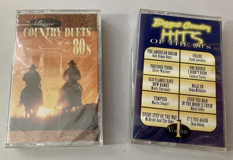 Biggest Country Hits of the 90's AND Duets of the 80's - 2 Cassette Tape Lot NEW