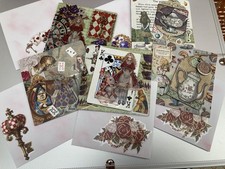 Alice In Wonderland Handmade Cards with Decorated Insides and Envelopes Set of 5