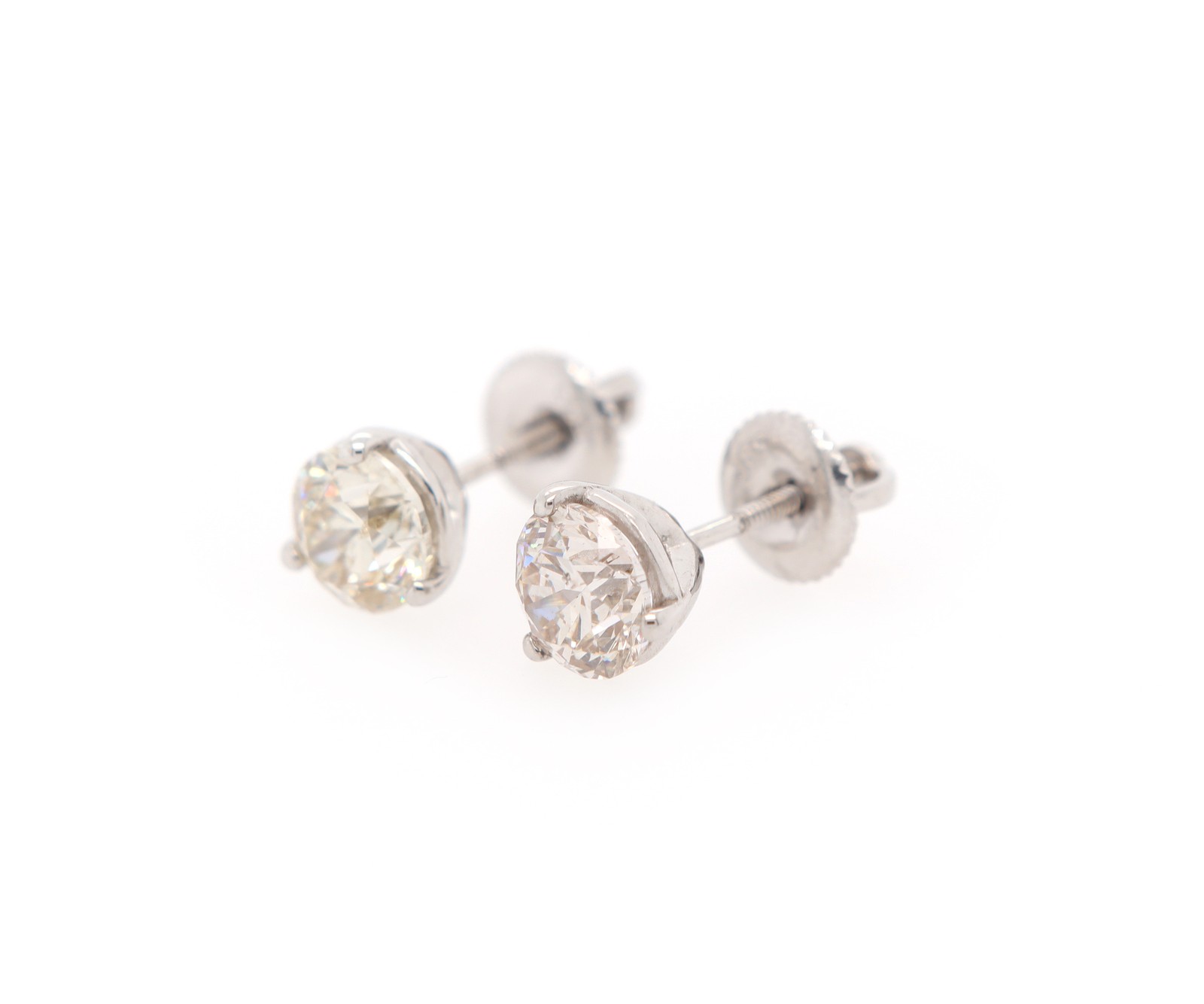 2.03ctw Round Diamond Solitaire Stud Earrings in … - image 3