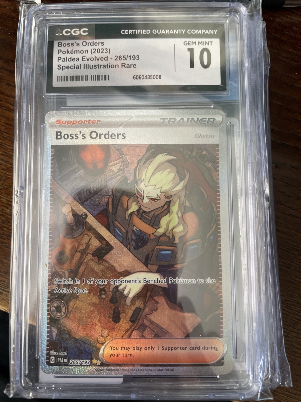 Pokemon 2023 Paldea Evolved Special Illustration Rare Boss's Orders #265 CGC 10