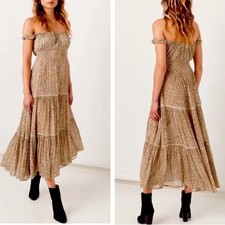 Spell & The Gypsy Collective Snow Leopard Off-Shoulder Gown Maxi Dress Small