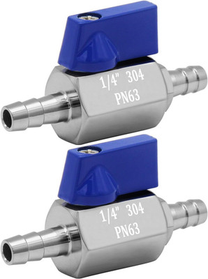 2PCS Stainless Steel 1/4'' Mini Ball Valve Shut Off Valve 1/4'' Hose Barb