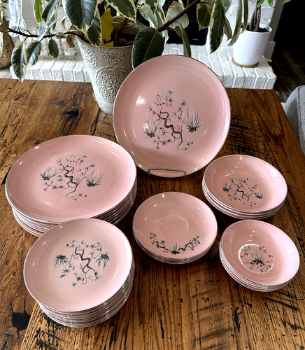 VTG 50'S MID CENTURY TAYLOR SMITH TAYLOR PINK DWARF PINE  32 Pieces FREE SHIP!