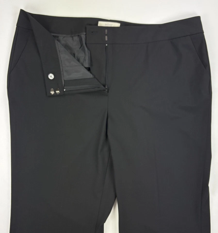 Pantalones negros Sejour para mujer con calce curvilíneo tiro alto recto elástico talla 18W Foto 3 de 4