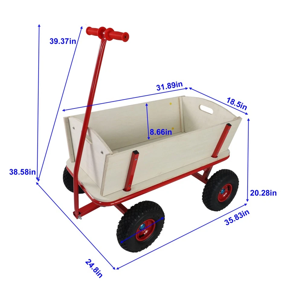 Cochecito infantil exterior carro de madera diseño de cuatro ruedas Foto 2 de 4
