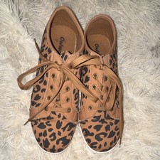 Outwoods Women's Leopard Print Canvas Sneakers Brown Black Comfort Size 11