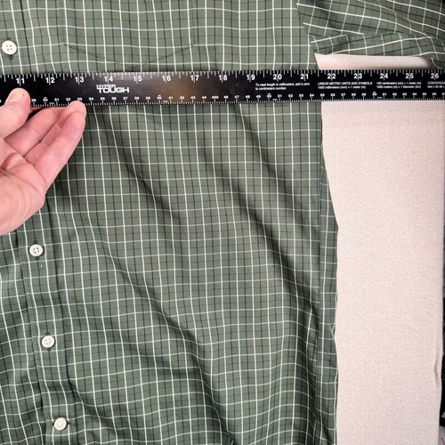 Eddie Bauer Cotton Dress Shirt Green L Tall Men's Tattersall Check Plaid Relaxed - Picture 5 of 7