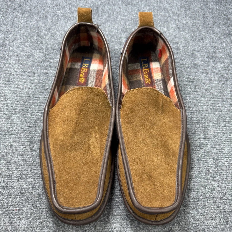 Zapatillas LB Evans para hombre 13 marrón gamuza cuero sin cordones ribete de cuero Foto 2 de 4