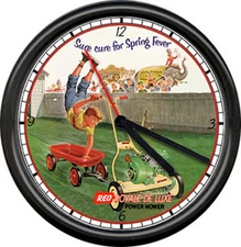 Reo Lawnmower Landscaping Gardener Yard Work Sales Advertising Sign Wall Clock