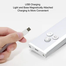 LED Motion Sensor Under Cabinet Closet Light USB Rechargeable Kitchen Lamp Strip