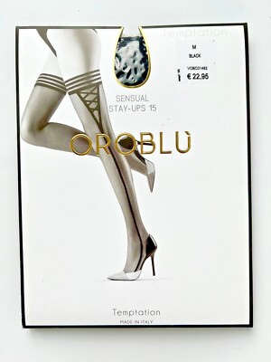 Oroblu halterlose Stümpfe mit Muster Ringel, Streifen, schwarz, sexy stay-ups