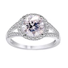 3 Ct White Round Cut Vvs1 Moissanite Halo Engagement Ring Sterling Silver Size 7