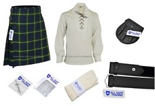 Men Scottish 9 Pieces 8 Yards Kilt Outfit with Sporran, Gordon Tartan