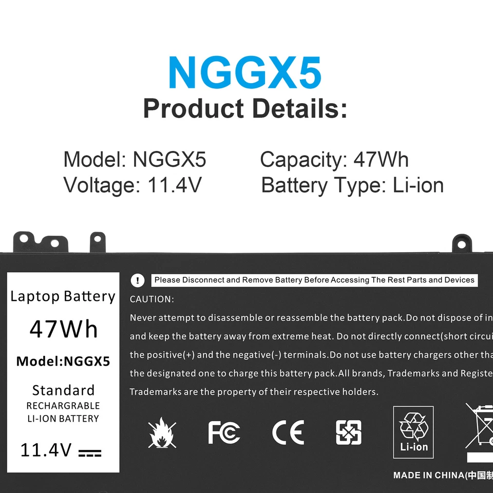 Lote Batería NGGX5 11.4V 47Wh para Dell Latitude E5270 E5470 E5570 Precision M3510 Foto 4 de 4