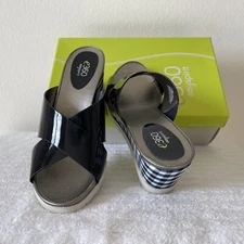 Easy Spirit Women Crisscross Straps Wedge Slides Slip On Sandals 