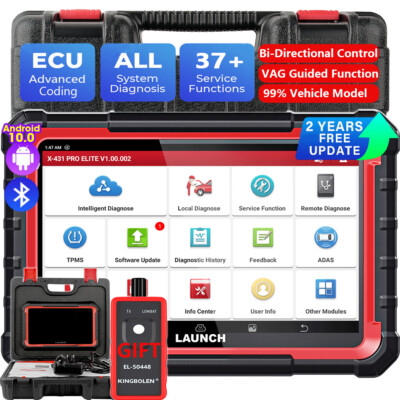 LAUNCH X431 PRO ELITE Car OBD2 Scanner Bidirectional Diagnostic Tool E~CU Coding