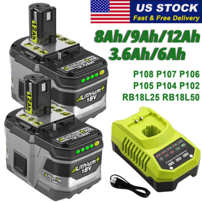 #ad #ad 8Ah 12.0AH 18Volt For RYOBI P108 18V One Plus High Capacity Lithium Ion Battery $16.59