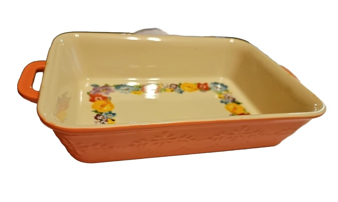 Pioneer Woman Sweet Romance 1 Qt Rectangular Baker, Coral Pink NICE