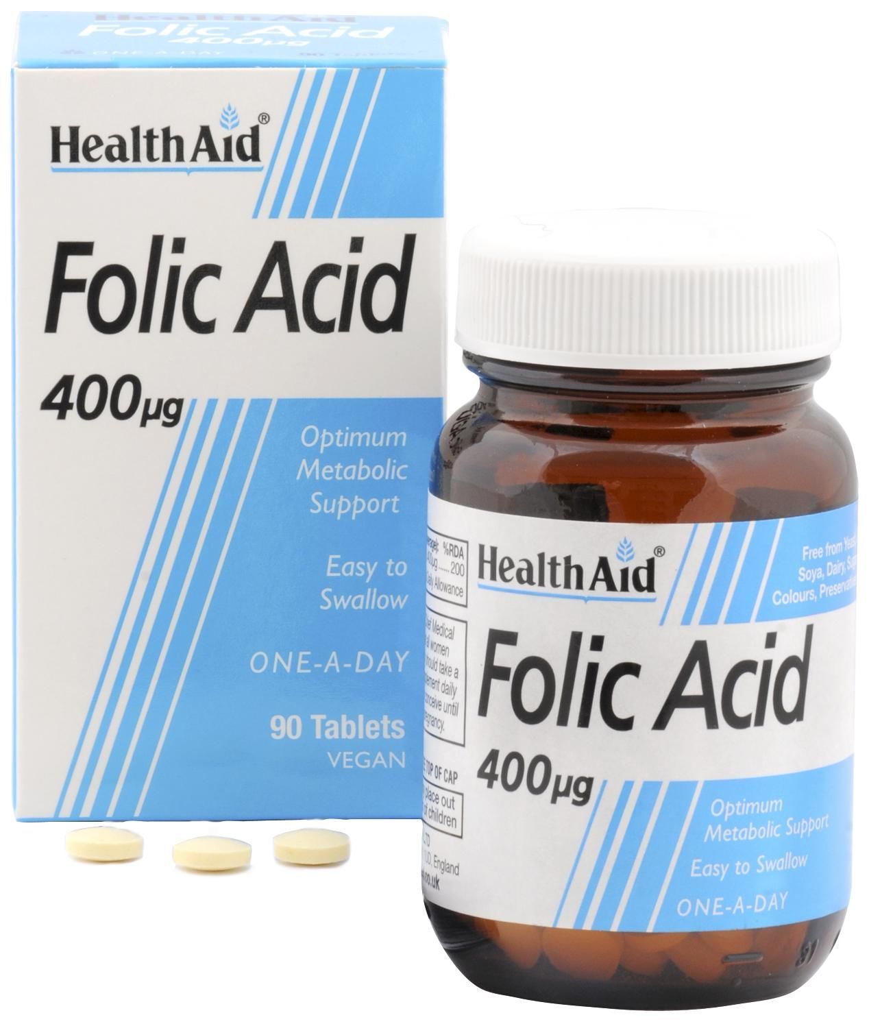 HEALTH AID FOLIC ACID 400UG - 90 TABLETS