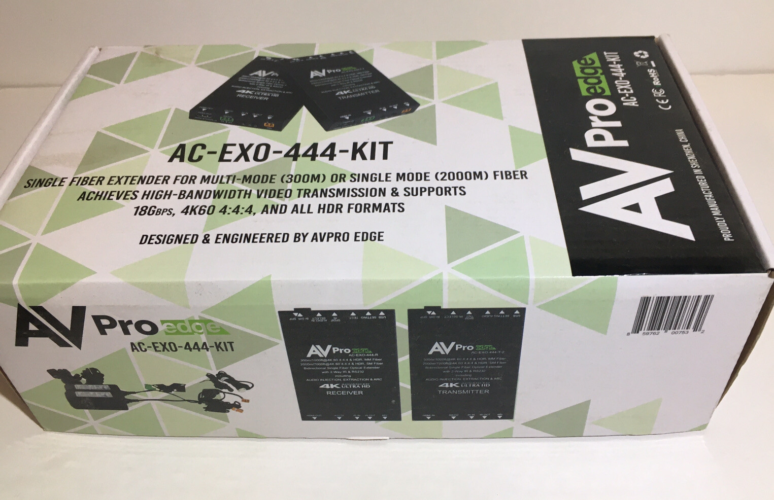 AVPro Edge ACEXO444KIT 4K HDMI Extender (Tx/Rx) Kit via Fiber/Up to