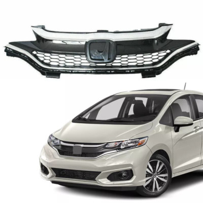 For 2018-2020 Honda Fit Hatchback Black&Chrome Honeycomb Bumper Upper grille