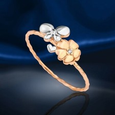 Russian rose gold 585 beautiful gold ring ring flower heart butterflies New