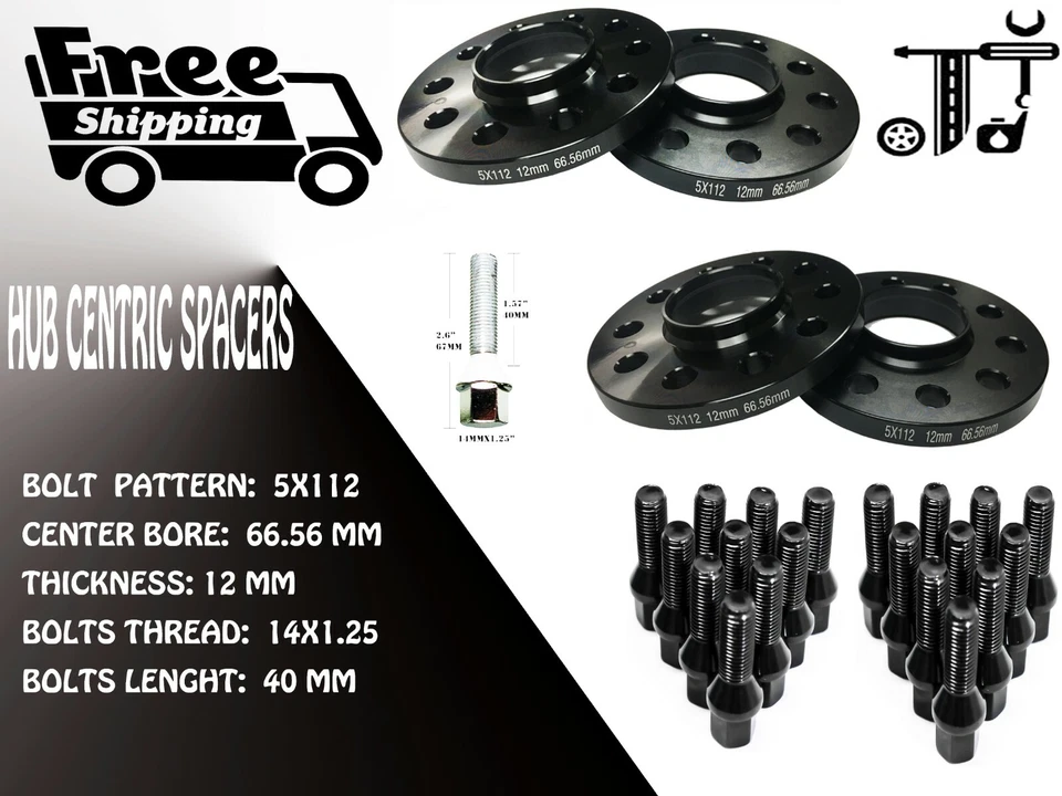 4 ШТ 12 ММ ТОЛЩИНОЙ 5X112 66,56 ММ ПРОКЛАДКА ДЛЯ КОЛЕС + БОЛТЫ 14X1,25 750i xDRIVE 2016-2018 - Изображение 2 из 3