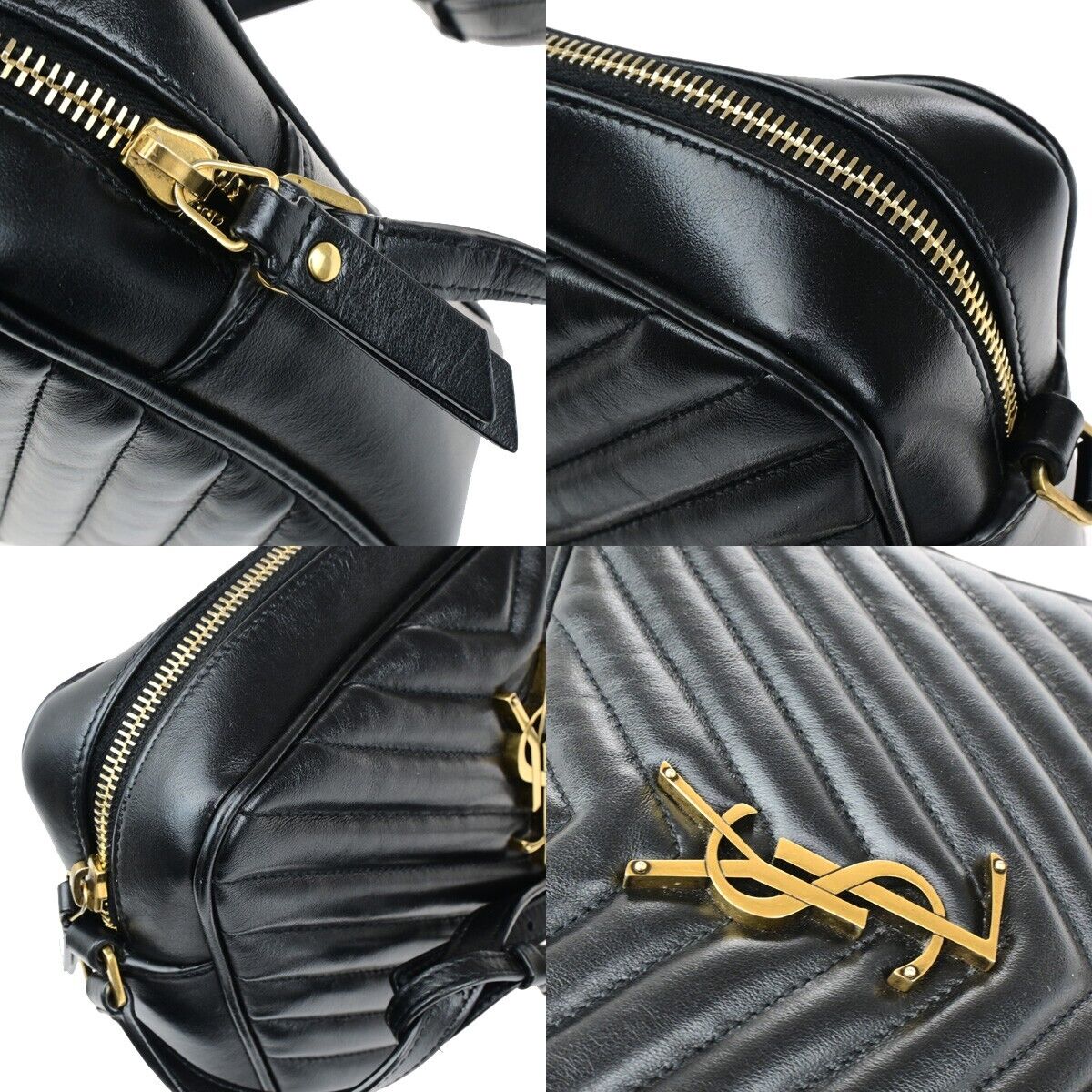 SAINT LAURENT YSL Logo Lou Tassel Shoulder Bag Leather Black SAINT LAURENT YSL Logo Lou Tassel Shoulder Bag Leather Black