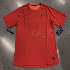 Image of Nike Pro Men Dri-FIT Breathe Training Top Tee AO1803-622 Dark Red Orange Size XL