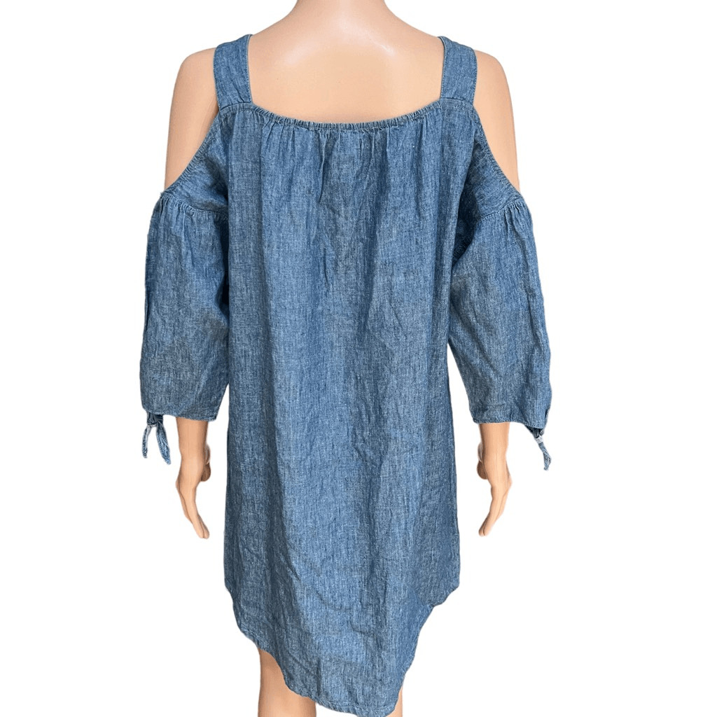 Madewell Chambray Cold-Shoulder Dress linen/cotto… - image 7