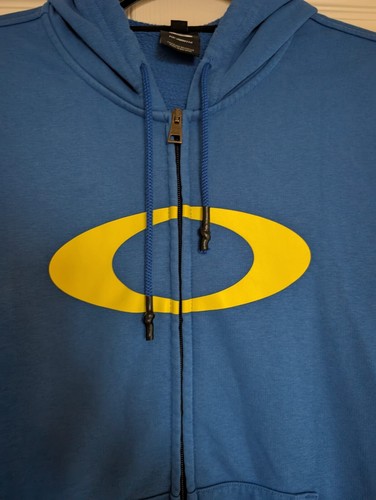 Oakley Mens Ellipsed Hoodie Full Zip Blue and Yellow Size XL - Picture 2 of 6