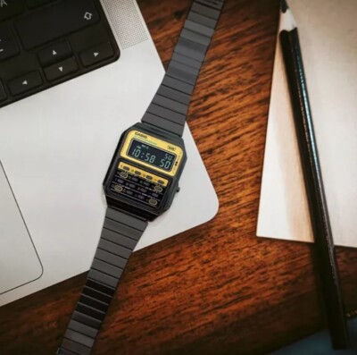 Casio Vintage CA-500WEGG-9B Black Stainless Steel Calculator