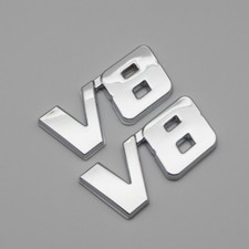 2x Car Body Metal V8 Turbo Engine Badge Rear Trunk Sport Fender 3d Chrome Emblem