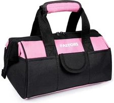 Pink Tool Bag for Women With 13-Inch Wide Mouth Double Zippers,Tool Bag With ...
