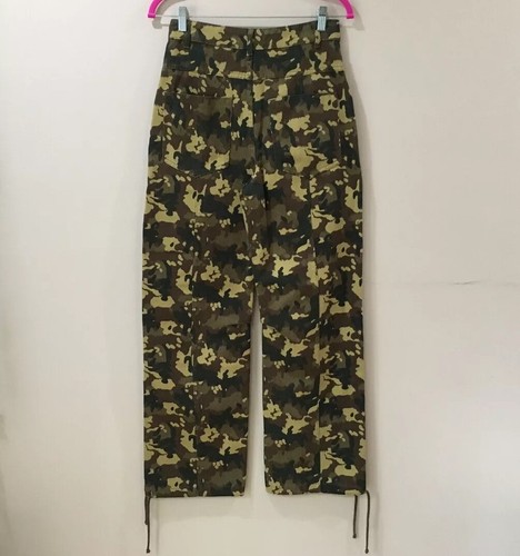 NEU ZARA CAMO CARGO Hose gerades Bein hoher Bund Blogger Denim Baumwolle GRÖSSE XS - Bild 3 von 9