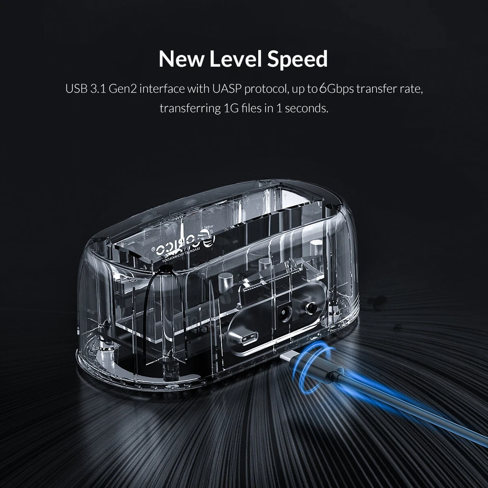ORICO USB 3.1 10Gbps Hard Drive Docking Station USB-C 2.5/3.5" SATA SSD HDD Dock - Image 2 of 4