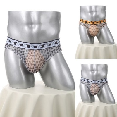 Herren Print Tanga Unterwäsche mit G String Style Low Rise und Bulge Beutel fü