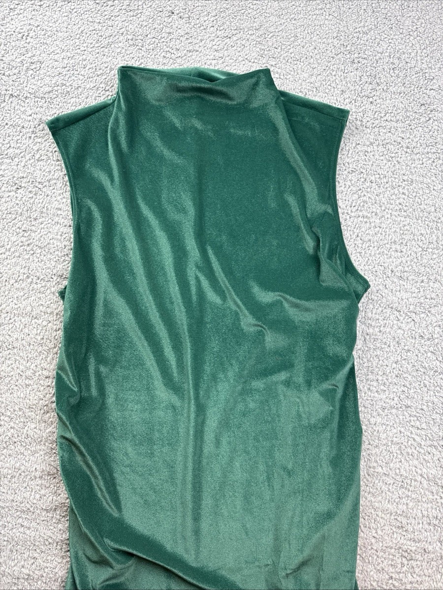 A New Day Dress Women's Size XL Green Velvet Ruched Sleeveless | eBay